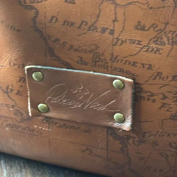 Patricia Nash Benvenuto Tote Signature Map Leather Brown Bag Purse Large